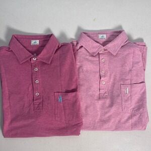 Lot of 2 johnnie-O Men Medium Original 4 Button Polo Shirt Pink Short Sleeve